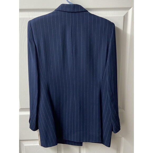 Oleg Cassini Womens Size 12 Striped Double Breasted Striped Blue Pant Suit nwt - Picture 10 of 11